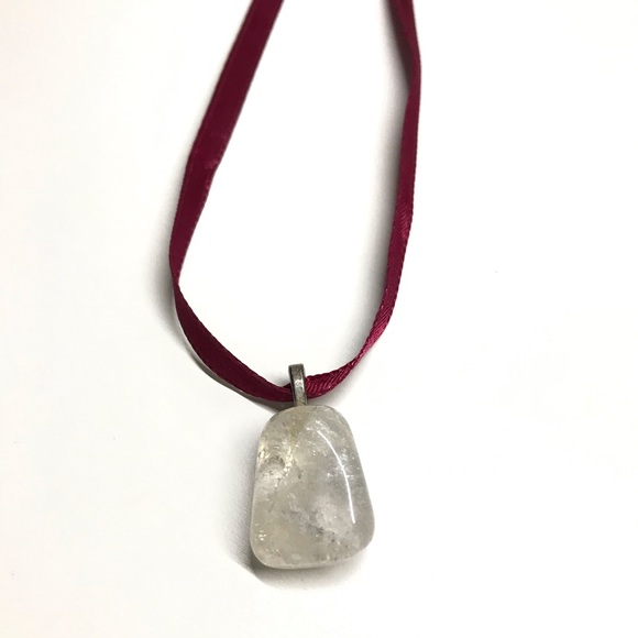 Boho necklace translucent white pendant polished - Picture 2 of 7